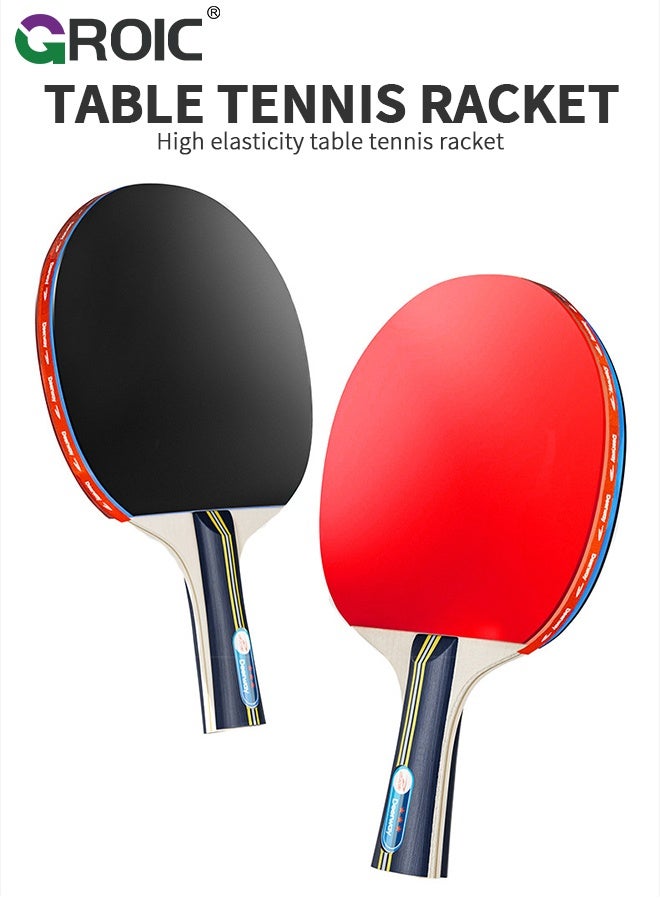 GROIC Table Tennis, 5-Ply Poplar Blade with Carbon Simulation, for Beginner to Intermediate Players, High-Performance Set with Premium Table Tennis Rackets, 3-Star Ping Pong Balls and Storage Case, Ping Pong Paddles - Image 2